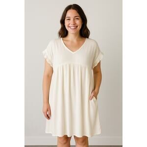 Hayden Los Angeles Ivory Dress with Pockets - Size 1X